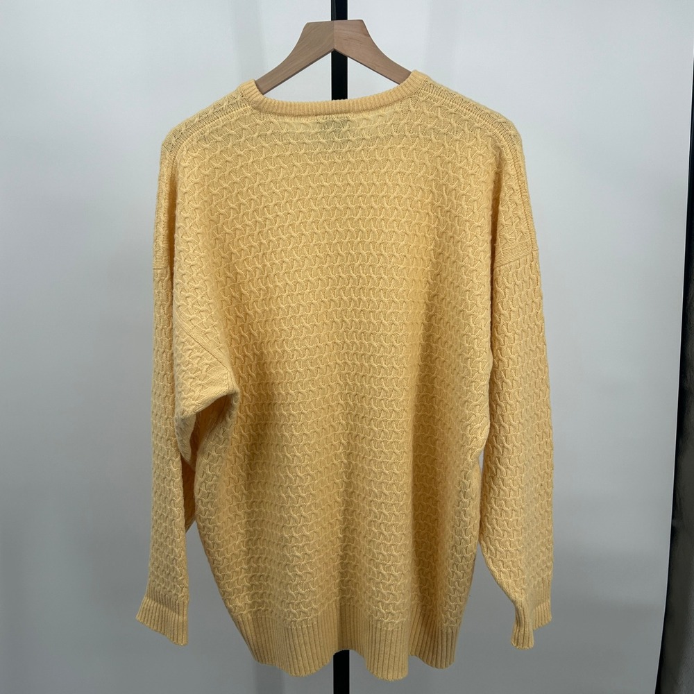 Clan Douglas Nordstrom Cashmere Cable Knit Sweater Yellow Large Quiet Luxury - Picture 2 of 5